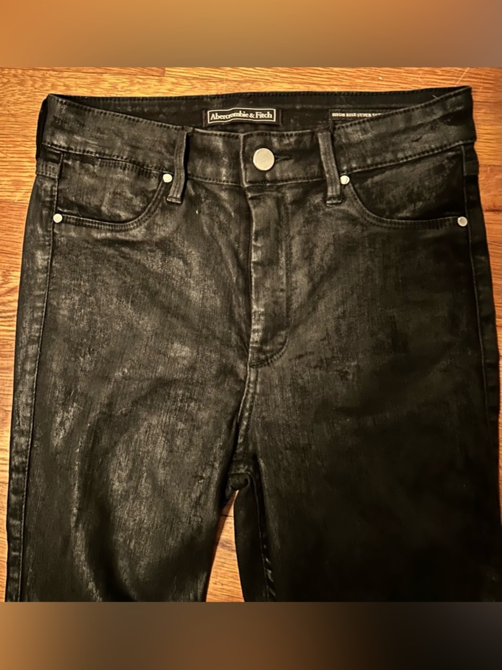 Abercrombie & Fitch Black Coated Denim Jeans